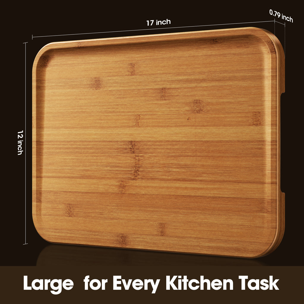 Stackbear Deep-Carbonized Bamboo Cutting Board Set of 3 with Stand