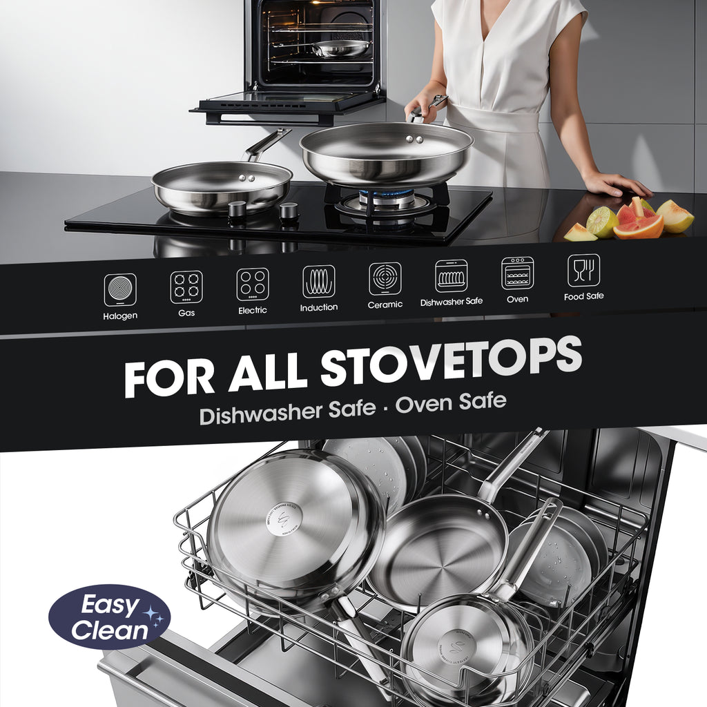 SizzleNest Stainless Steel Frying Pan