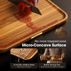 Starkbear Acacia Wood Cutting Board Set of 3 with Stand, Core-Cut Non Slip Wooden Chopping Block
