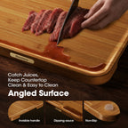 Stackbear Deep-Carbonized Bamboo Cutting Board Set of 3 with Stand