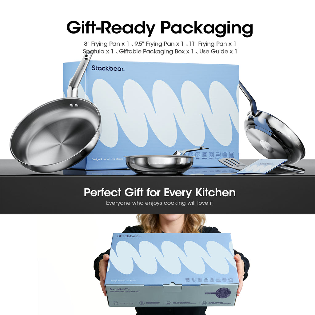 SizzleNest Stainless Steel Frying Pan