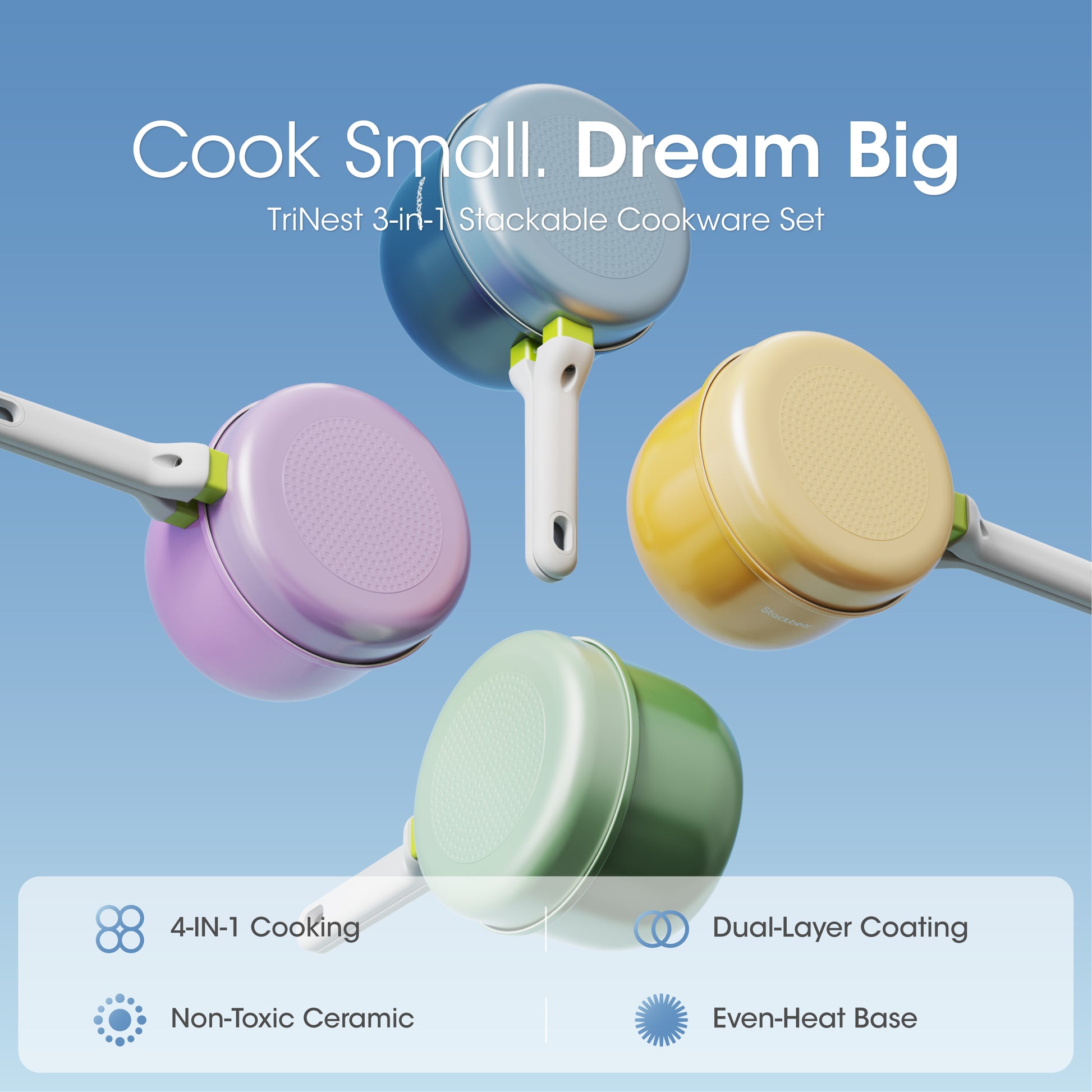 TriNest  3-in-1 Stackable Cookware Set
