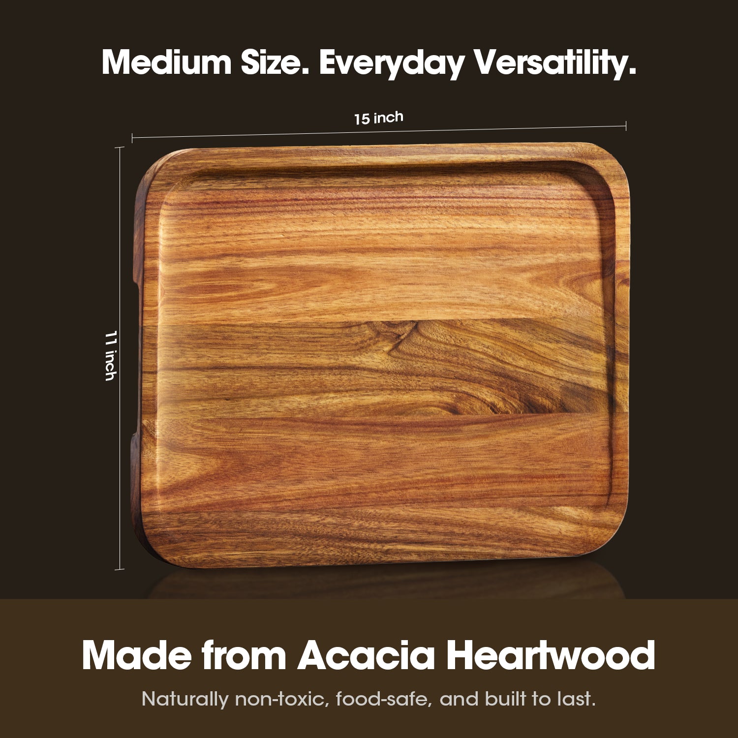 Starkbear Acacia Wood Cutting Board Set of 3 with Stand, Core-Cut Non Slip Wooden Chopping Block