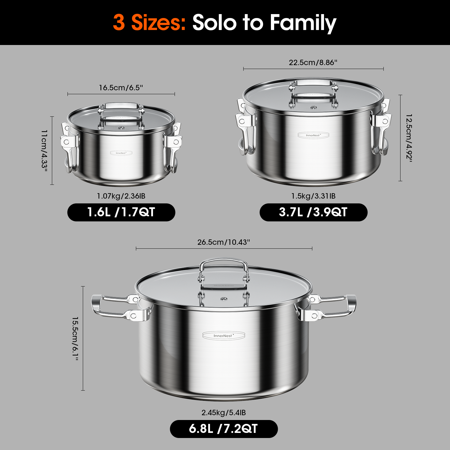 InnerNest Stainless Steel Pot Set