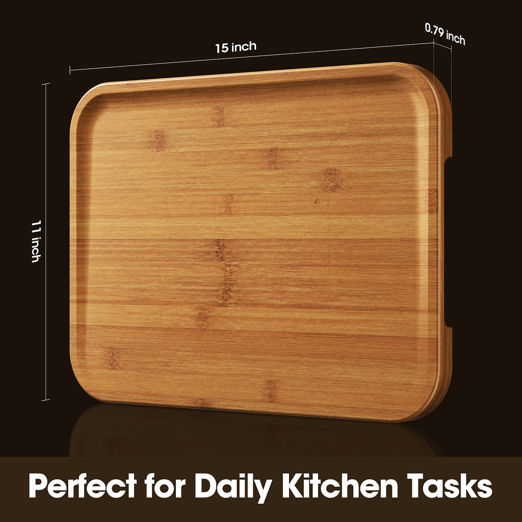 Stackbear Deep-Carbonized Bamboo Cutting Board Set of 3 with Stand